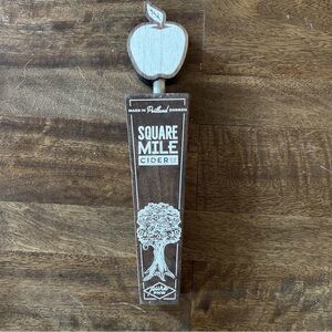 Square Mile Cider Co Portland Oregon Brown Wood Beer Tap Handle 9”
